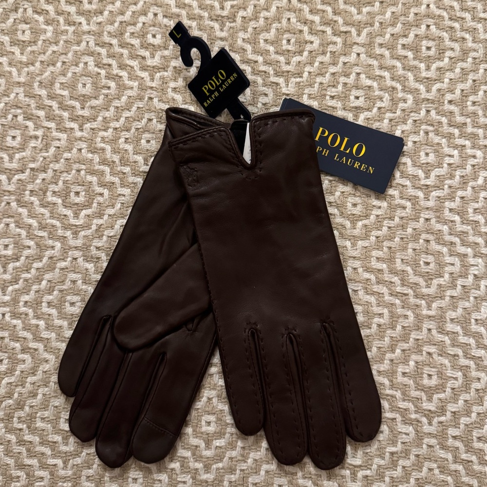 NWT Polo by Ralph Lauren Brown Leather Gloves
